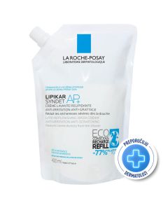 La Roche-Posay Lipikar SYNDET AP+ Kremasti gel za tuširanje protiv nadraženosti i svrbeža, pogodno za bebe, djecu i odrasle REFILL, 400 ml