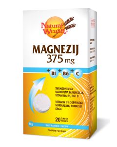 NW Magnezij 375 mg + B1 + B6 + C 20 šumećih tableta 