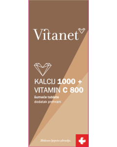 Vitanet Kalcij 1000 mg + vitamin C 800 mg   